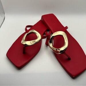I.N.C Red Sandals with Gold Accents Red Zenith